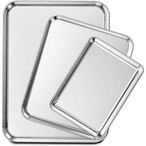 Baking Sheet Set of 3,Stainless Steel Cookie Sheet Baking Sheet Pan,9/12/16 Inch